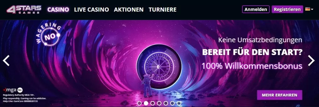 4StarsGames Casino Bonus bis 100 Euro