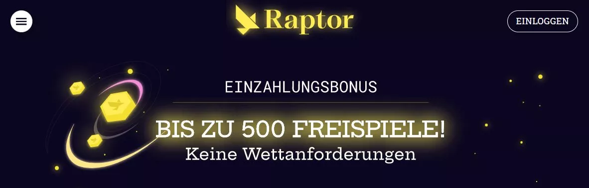 Raptor Casino Freispiele und Cashback Bonus 