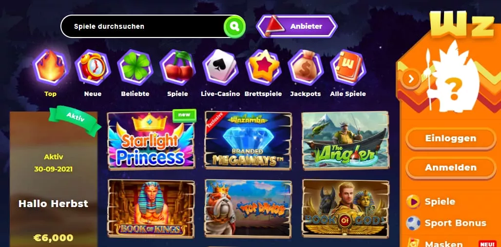 Wazamba Casino Spiele