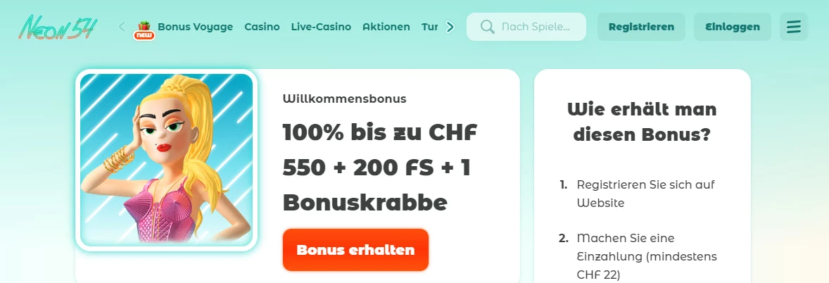 Neon54 Casino Willkommensbonus 