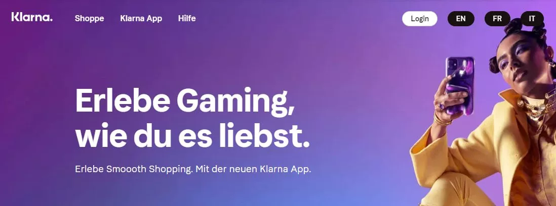 Klarna App Gaming und Shopping 