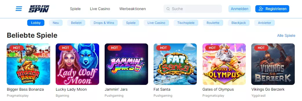 NeedForSpin Casino Spiele