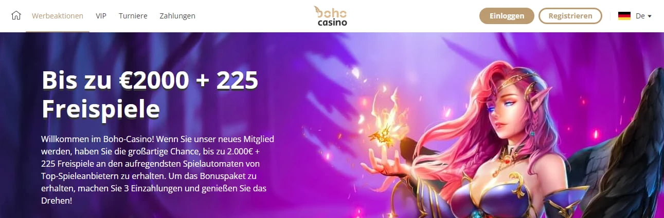 Boho Casino Willkommensbonus & Freispiele 