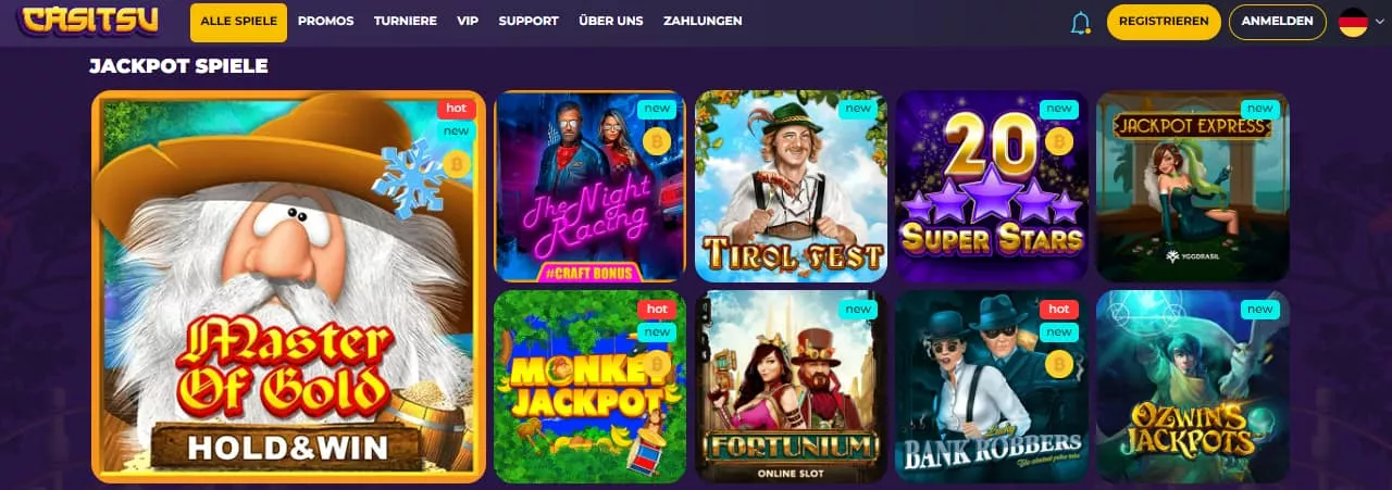 Casitsu Casino Spiele und Jackpots