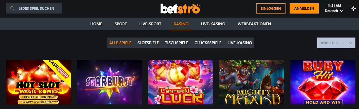 Betstro Casino Spiele