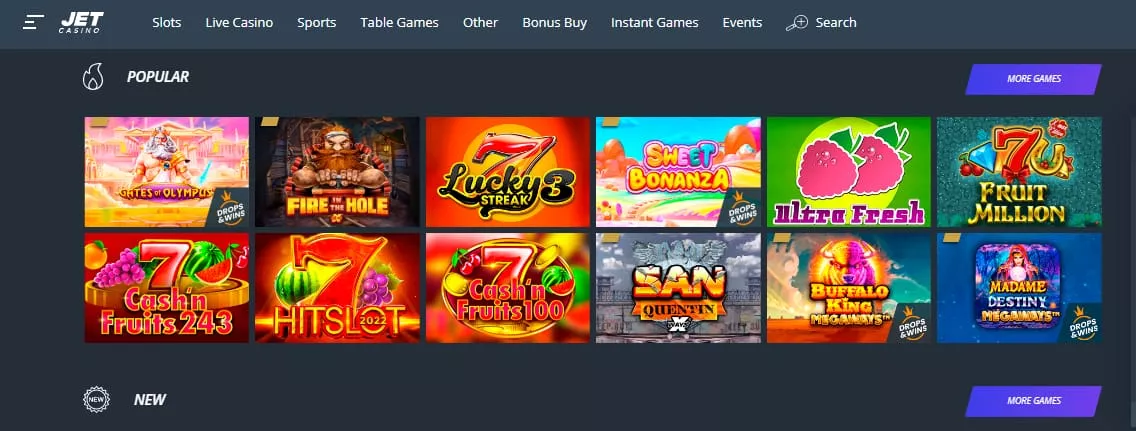 Jet Casino Games