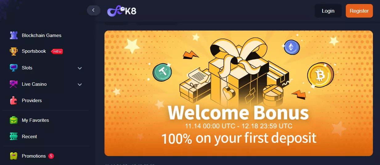 K8.io Casino Bonus