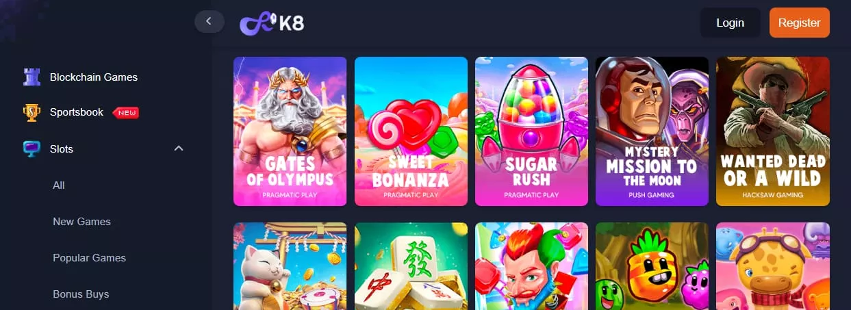 K8.io Casino Spiele