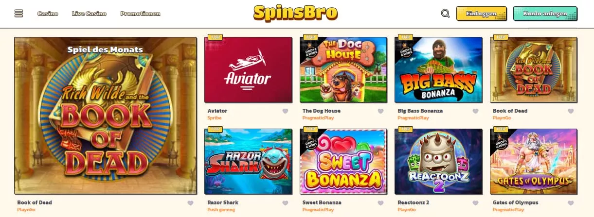 Spinsbro casino spiele