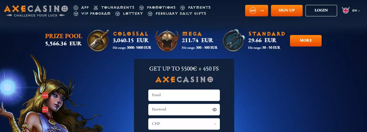 Axe Casino Bonus
