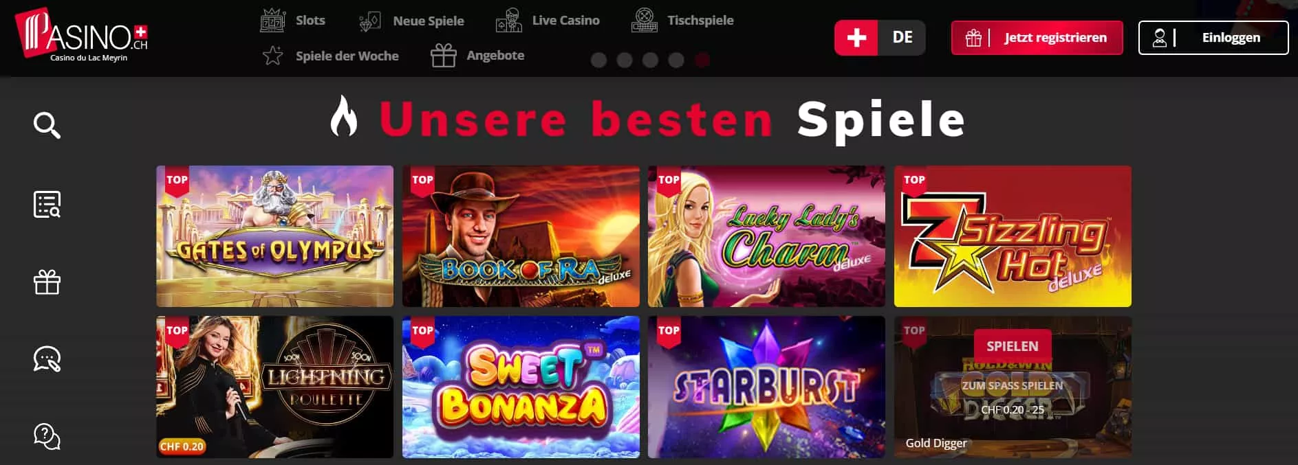 Pasino.ch Spiele