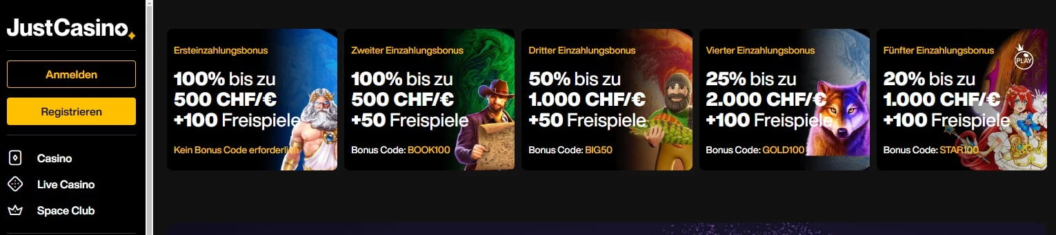 JustCasino Willkommensbonus