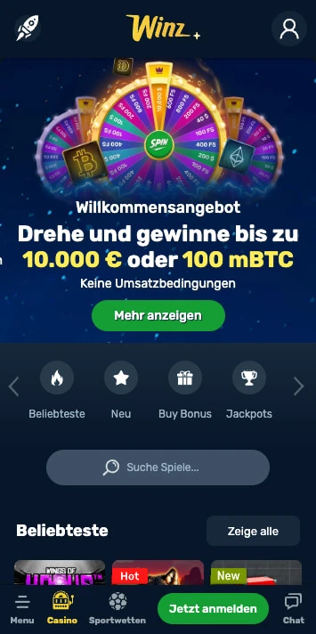 winz.io casino willkommensbonus