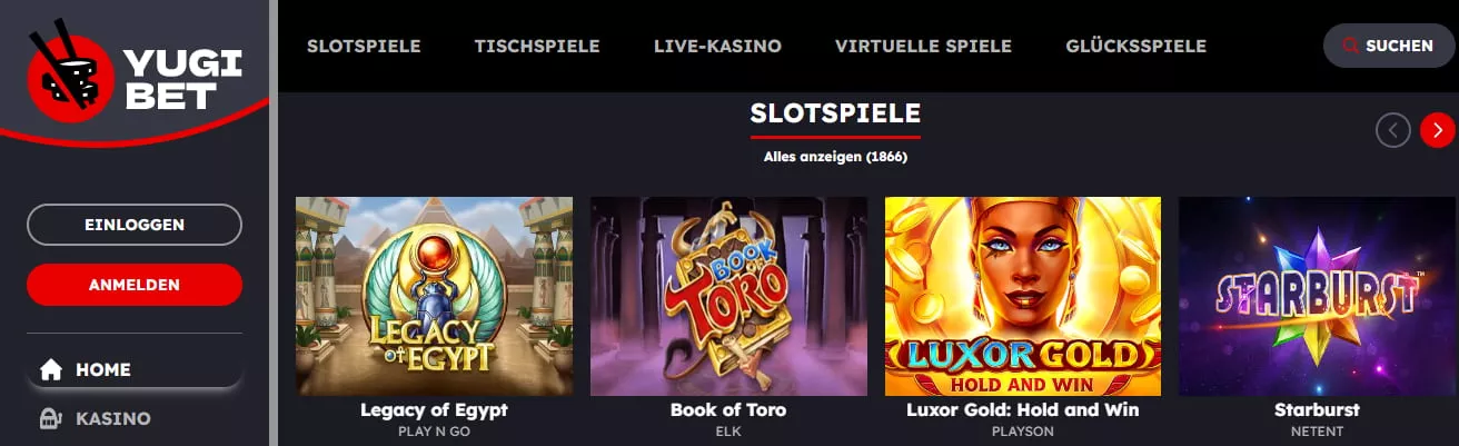 Yugibet Casino Spiele 