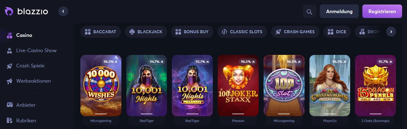 Blazzio Casino Spiele