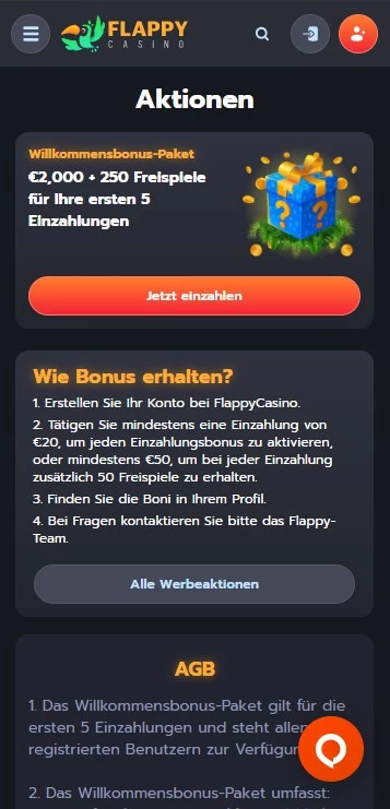 flappy casino bonus