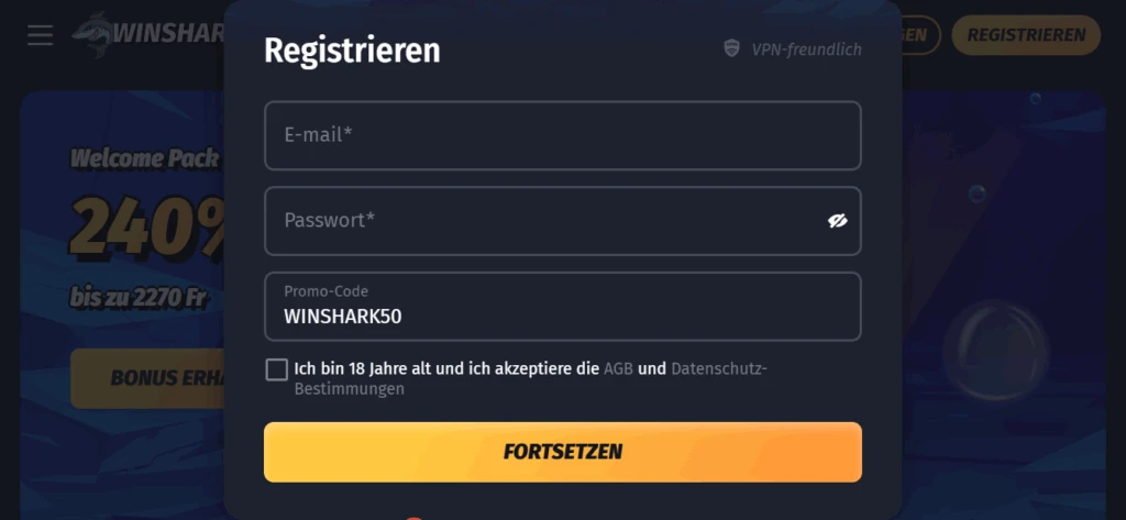 Winshark Promocode