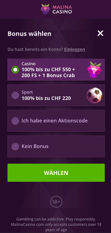malina casino bonus