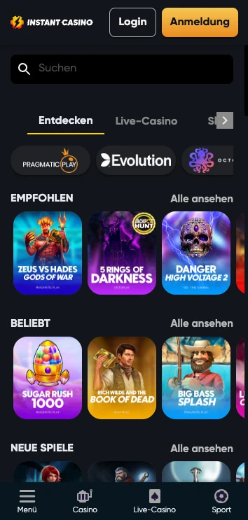 instant casino spiele
