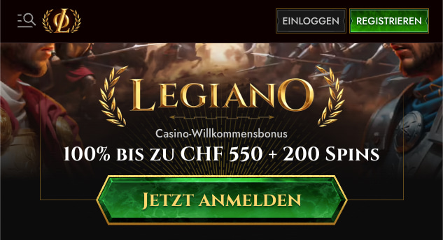 Legiano Casino Schweiz 2025 » CHF 550 + 200 Free Spins!