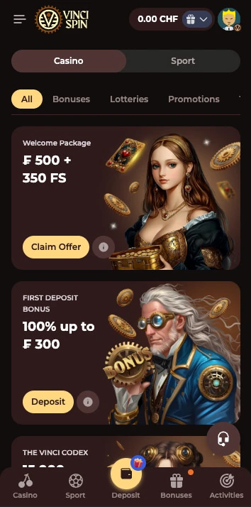 vincispin casino bonus