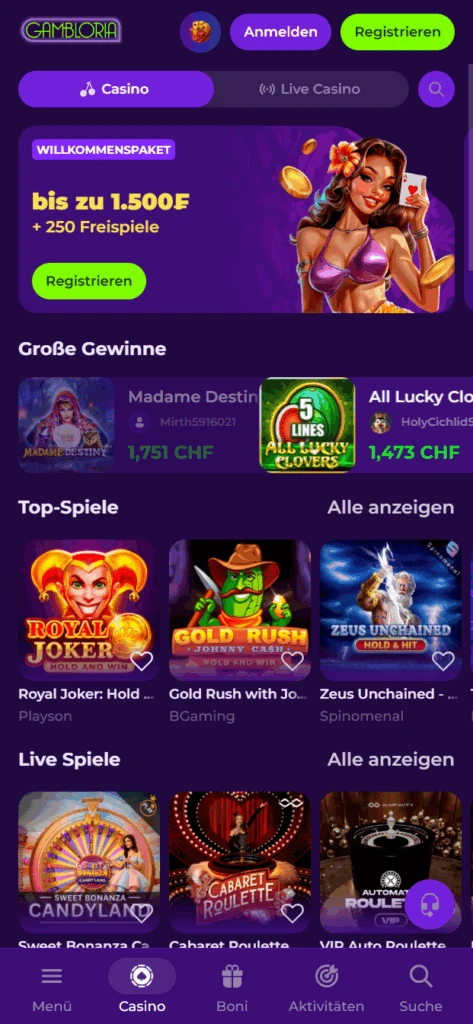 Gambloria Casino Bonus