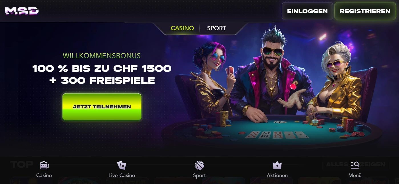 Mad Casino Bonus Banner