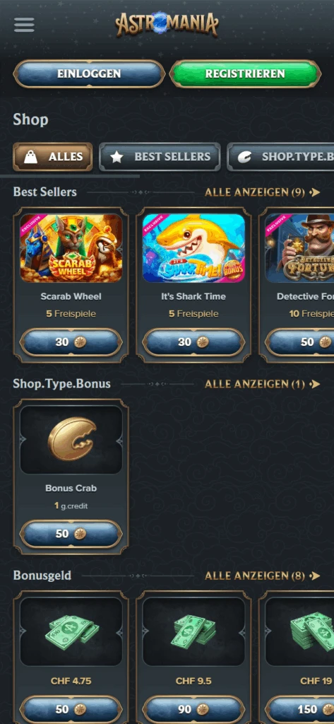 Astromania Casino Shop