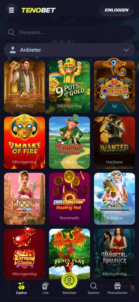 TenoBet Casino Slots